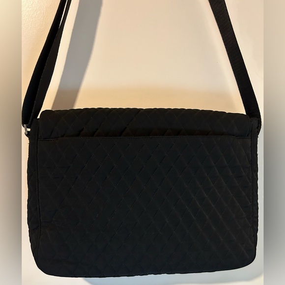Vera Bradley Black Quilted Laptop Messenger Bag, EUC. - Picture 4 of 5